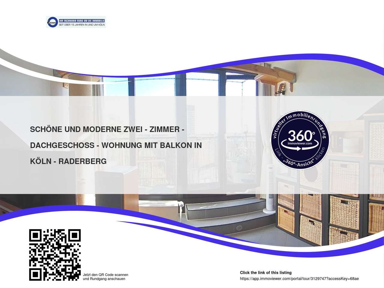 Schöne und moderne Zwei - Zimmer - Dachgeschoss - Wohnung mit Balkon in Köln - Raderberg