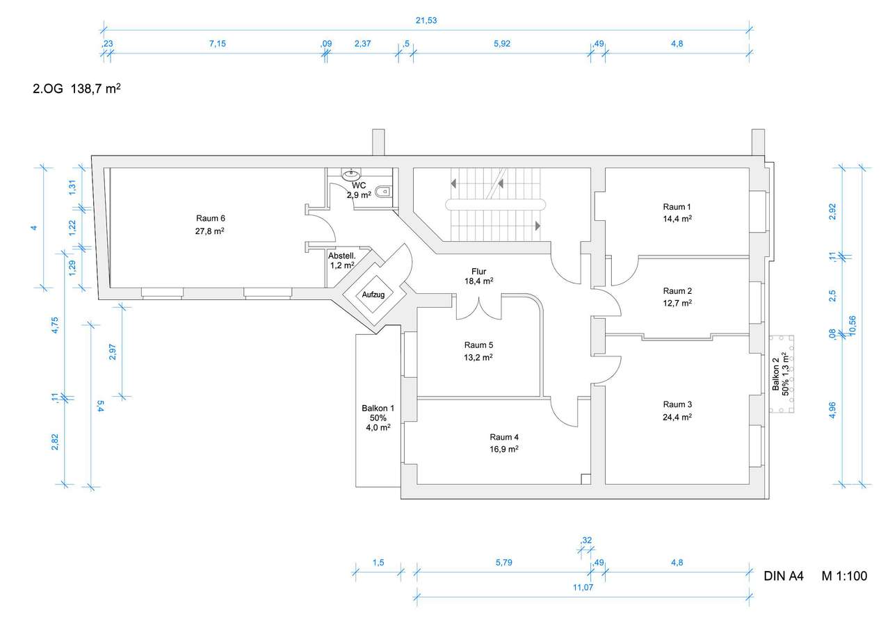 KERNSANIERTE ALTBAU 5 ZIMMER WOHNUNG/BÜRO MIT BALKON UND TRAUMHAFTEN FLAIR