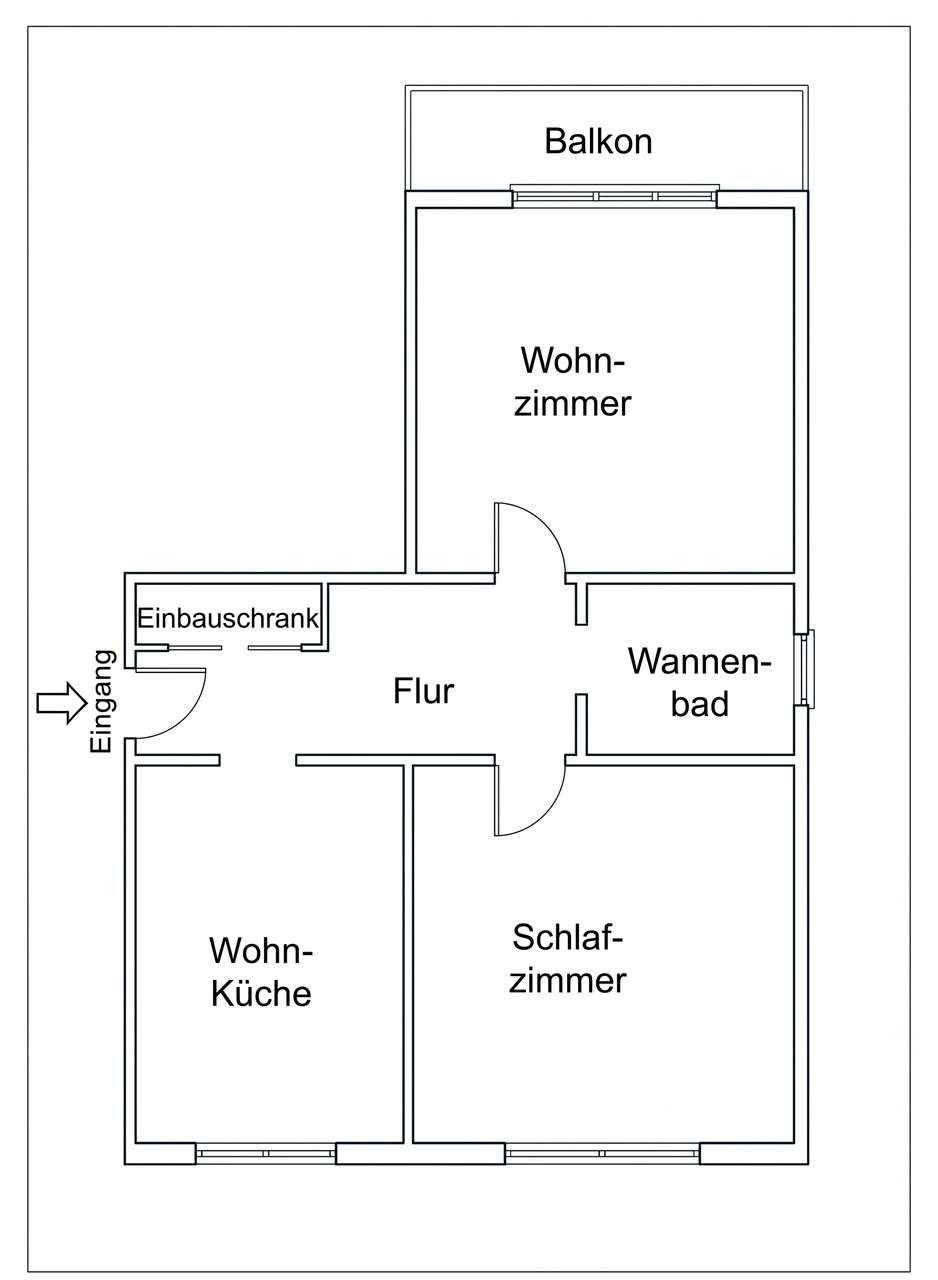 Ruhige Zwei - Zimmerwohnung mit schmalen Balkon und großer Küche in Köln-Neu-Ehrenfeld