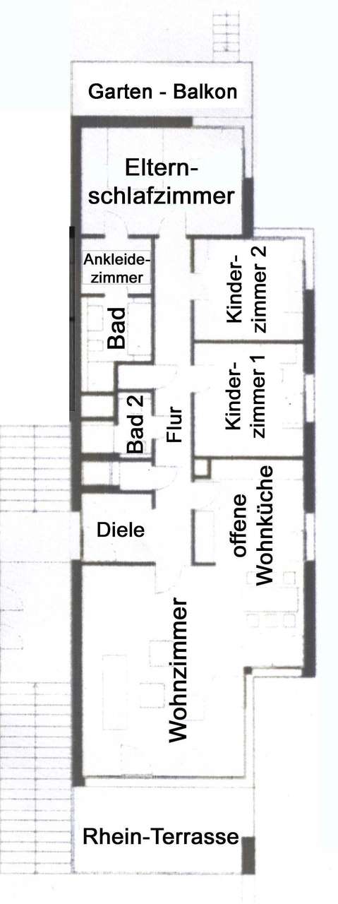EXKLUSIVE RHEINBLICK BAUHAUS 4 ZIMMERWOHNUNG / RHEIN - TERRASSE / GARTEN / BALKON / TG - STELLPLATZ