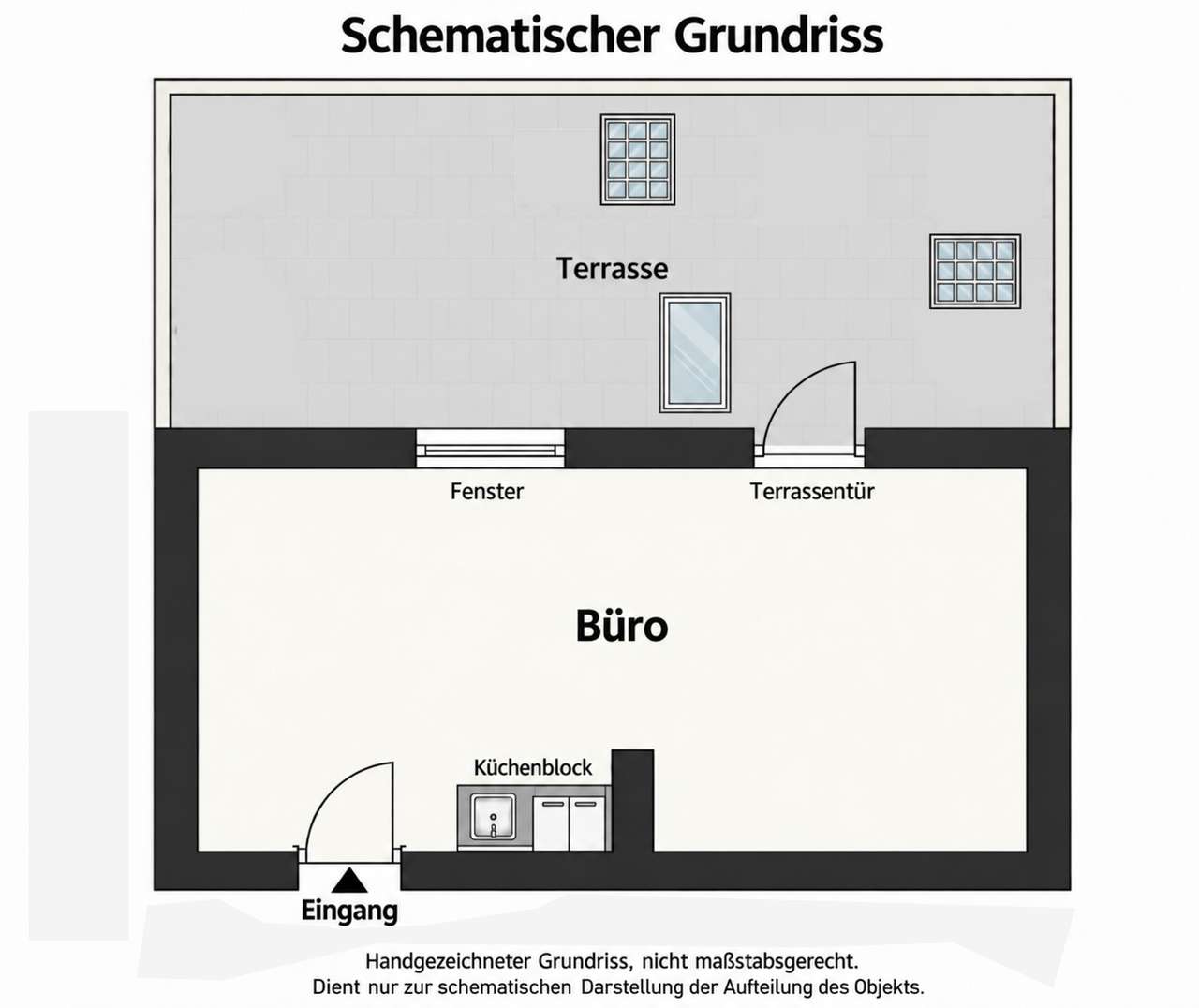 Charmantes kleines Büro mit Dachterrasse in ruhige Innenhoflage